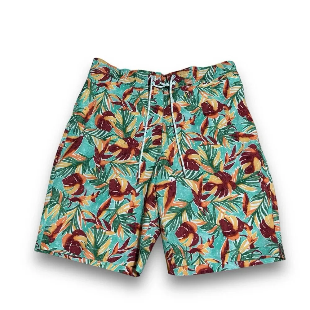 NWT Goodfellow & Co Men's Floral Swim Trunk Shorts Quick Dry UPF 50+ Size M 33x9